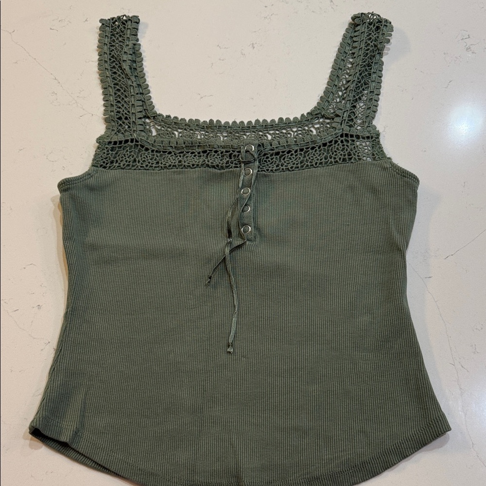 Anthropologie Olive Crochet Detail Tank Top